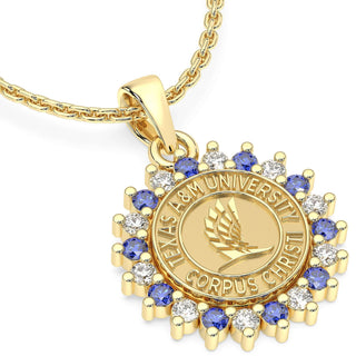 245 Prestige TAMUCC Necklace | Texas A&M Corpus Christi with halo of stones.