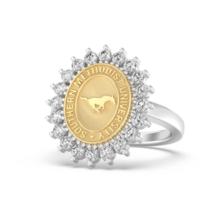 123 Tradition Southern Methodist University Ring | SMU with gold emblem and diamond accents.