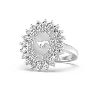 123 Tradition Southern Methodist University Ring | SMU with sparkling diamonds and university emblem.
