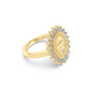 123 Tradition Southern Methodist University Ring | SMU displayed in 14K gold with sparkling stones, symbolizing college achievement.