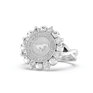 175 Unity Southern Methodist University Ring | SMU showcasing the university seal with a halo of sparkling stones.