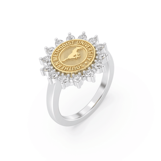 193 Cherish Southern Methodist University Ring | SMU with halo stones and official SMU seal.