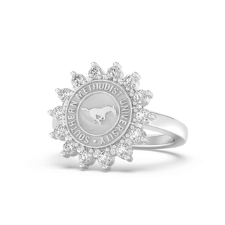 193 Cherish Southern Methodist University Ring | SMU with a halo of sparkling stones and the official SMU seal.
