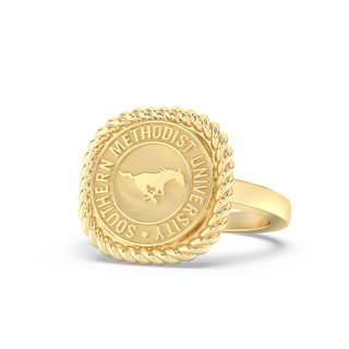 222 Classic Southern Methodist University Ring | SMU with cushion-shaped seal and rope halo design.