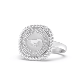 222 Classic Southern Methodist University Ring | SMU in silver with a rope design and official seal.