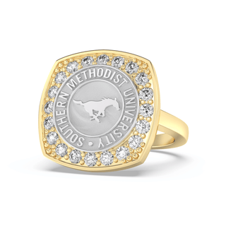 223 Victory Southern Methodist University Ring | SMU featuring 12mm SMU seal and diamond-like halo.