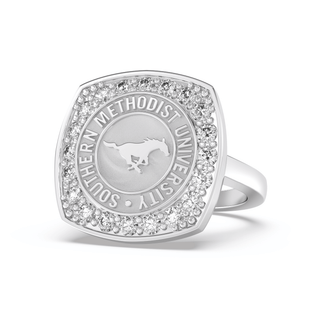 223 Victory Southern Methodist University Ring | SMU featuring the iconic SMU seal surrounded by sparkling stones.