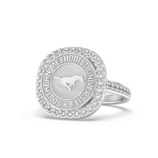 247 Milestone Southern Methodist University Ring | SMU showcasing the SMU seal with a halo of stones.