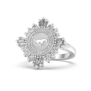 310 Glory Southern Methodist University Ring | SMU with brilliant-cut stones and SMU seal.