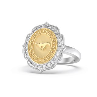 312 Grace Southern Methodist University Ring | SMU with gold and silver detailing featuring the official SMU seal.
