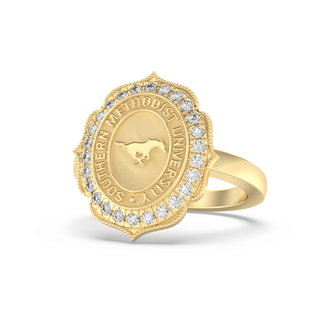 312 Grace Southern Methodist University Ring | SMU with gold finish and diamond accents.