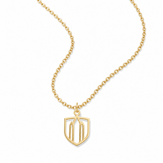 Southwestern University Pirate and Cullen Building necklaces in gold and silver finishes – San Jose Jewelers