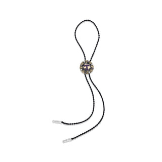 tarleton state university round yellow gold bolo tie with gold texas and purple tarleton t with purple stones whole photo