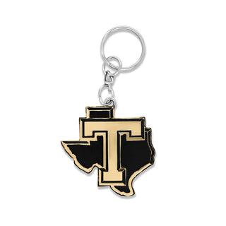 tarleton state university state of texas key chain gold t and black texas