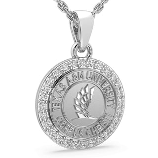 249 Eternity TAMUCC Necklace | Texas A&M Corpus Christi featuring a halo of sparkling stones.
