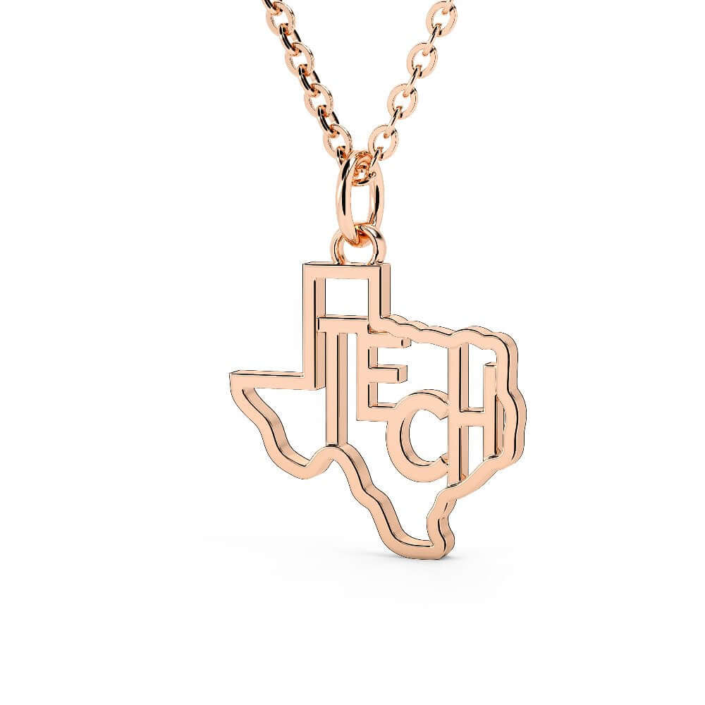 Texas Tech Necklace | Rose Gold Stainless Steel