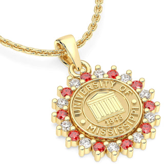 Gold pendant with 'University of Mississippi' design on a white background | 245 Prestige Ole Miss Necklace | University Of Mississippi