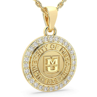 Gold pendant with 'University of Missouri' emblem on a white background | 249 Eternity Mizzou Necklace | University Of Missouri