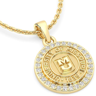 Gold pendant with 'University of Missouri' emblem on a white background | 249 Eternity Mizzou Necklace | University Of Missouri