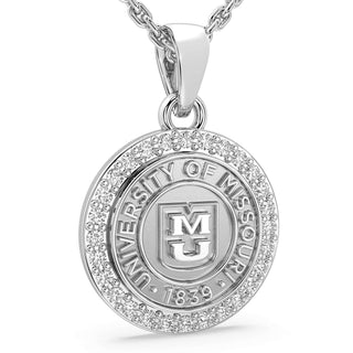Silver pendant with 'University of Missouri' emblem on a white background | 249 Eternity Mizzou Necklace | University Of Missouri