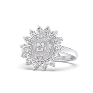 193 Cherish Mizzou Class Ring | Silver ring with University of Missouri logo and 'MU' initials on a white background