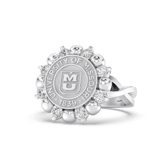 175 Unity Mizzou Class Ring | Silver ring with 'University of Missouri' emblem on a white background