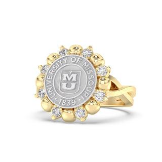 175 Unity Mizzou Class Ring | Gold and silver ring with 'University of Missouri' emblem on a white background