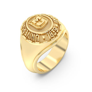 mizzou university of missouri Gold ring with engraved design on a white background