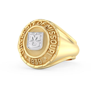 Men's Mizzou Class Ring | mens Gold University of Missouri graduation class ring on a white background