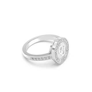 Oklahoma Class Ring with diamonds on band | San Jose Jewelers 228 Vida OU graduation ring
