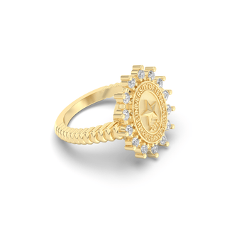 UTRGV Class Ring | San Jose Jewelers Custom College Rings | 193 Cherish Yellow Ring With Diamonds | University Of Texas Rio Grande Valley UTRGV Yellow Gold Seal 
