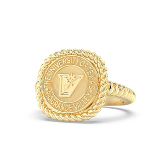 UTRGV Class Ring | San Jose Jewelers Custom College Rings | 222 Classic Ring In Yellow Gold | University Of Texas Rio Grande Valley UTRGV Vaquero Seal In Yellow Gold