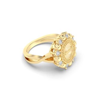UTRGV Class Ring | San Jose Jewelers Custom College Rings | 175 Unity Ring In Yellow Gold With Diamonds | University Of Texas Rio Grande Valley UTRGV Seal In Yellow Gold