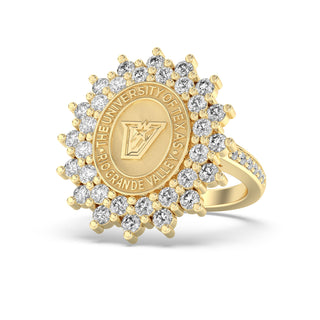 UTRGV Class Ring | San Jose Jewelers Custom College Rings | 177 Success Ring In Yellow Gold With Diamonds | University Of Texas Rio Grande Valley Vaquero Seal In Yellow Gold