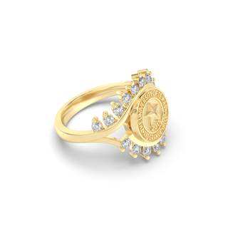 UTRGV Class Ring | San Jose Jewelers Custom College Rings | 71 Fierce Ring In Yellow Gold With Diamonds | University Of Texas Rio Grande Valley UTRGV Seal In Yellow Gold