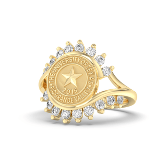 UTRGV Class Ring | San Jose Jewelers Custom College Rings | 71 Fierce Ring In Yellow Gold With Diamonds | University Of Texas Rio Grande Valley UTRGV Star Seal In Yellow Gold