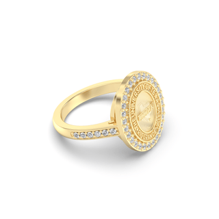 UTRGV Class Ring | San Jose Jewelers Custom College Rings | 249 Eternity Yellow Ring With Diamonds | University Of Texas Rio Grande Valley UTRGV Yellow Gold Seal 