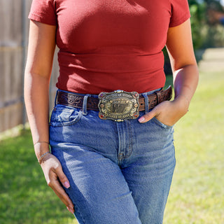 Person wearing a West Texas A&M buckle