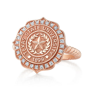 The Grace 312 university seal ring by San Jose Jewelers.