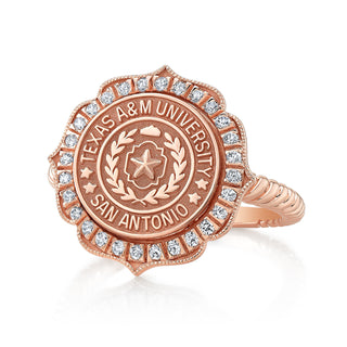 The Grace 312 university seal ring by San Jose Jewelers.