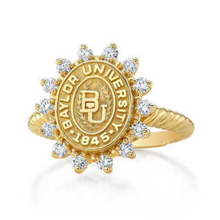 The Cherish 193 university collection ring in 14K yellow gold with a 12X10 mm seal. 