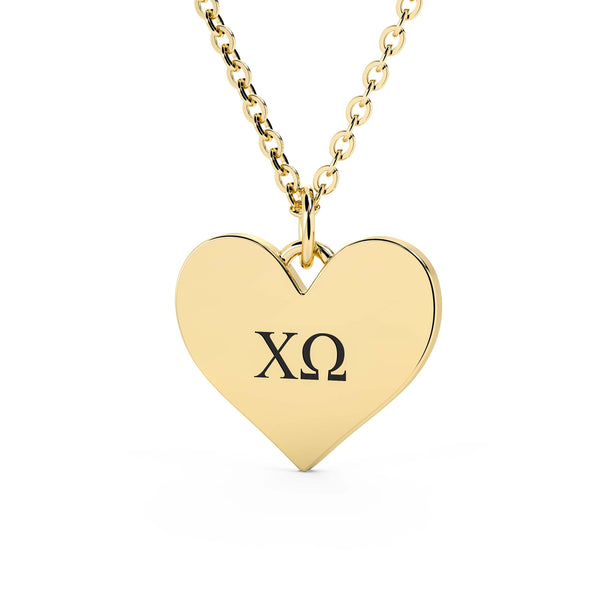 The Black Bow Sterling Silver Chi Omega Heart Greek Necklace - 24 Inch -  Walmart.com