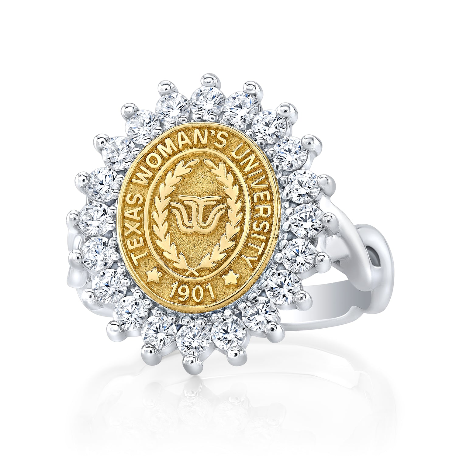 The Tradition 123 University Ring in two tone 14K Gold.