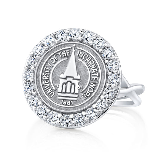 The Triumph 250 university collection ring by san jose jewelers.